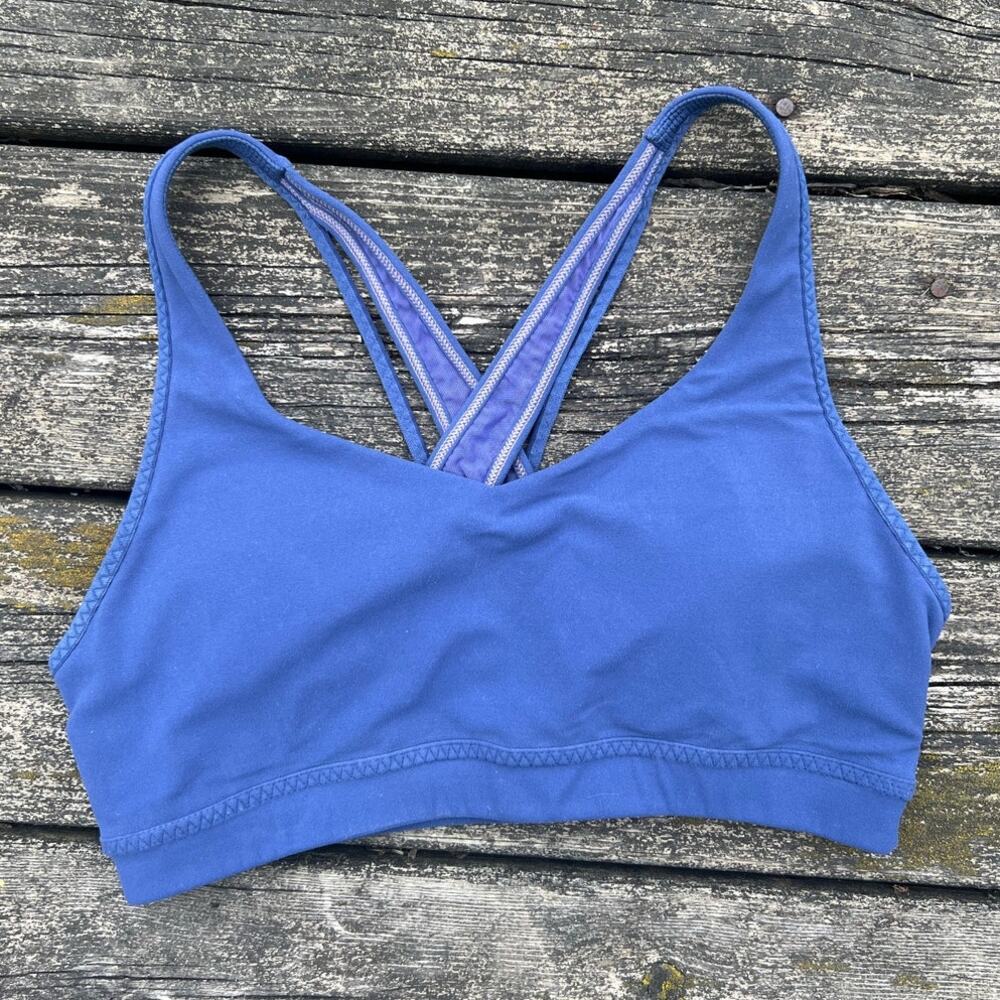 Athleta Blue Crisscross Back Sports Bra Size S Workout‎ Yoga Activewear